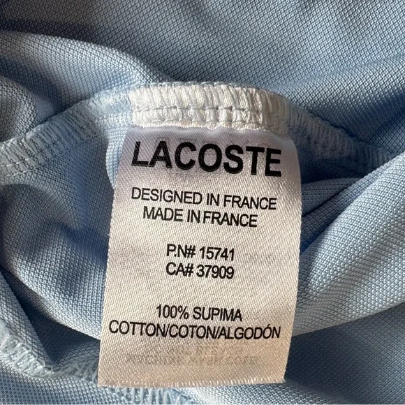 Light Blue Lacoste Men's Classic Piqué Polo Shirt - XXL - Picture 6 of 10